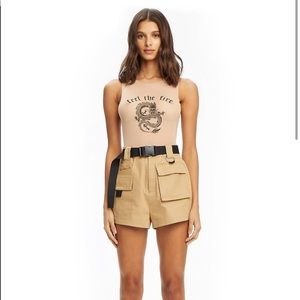 I AM GIA High Waisted Harper Cargo Short in Khaki